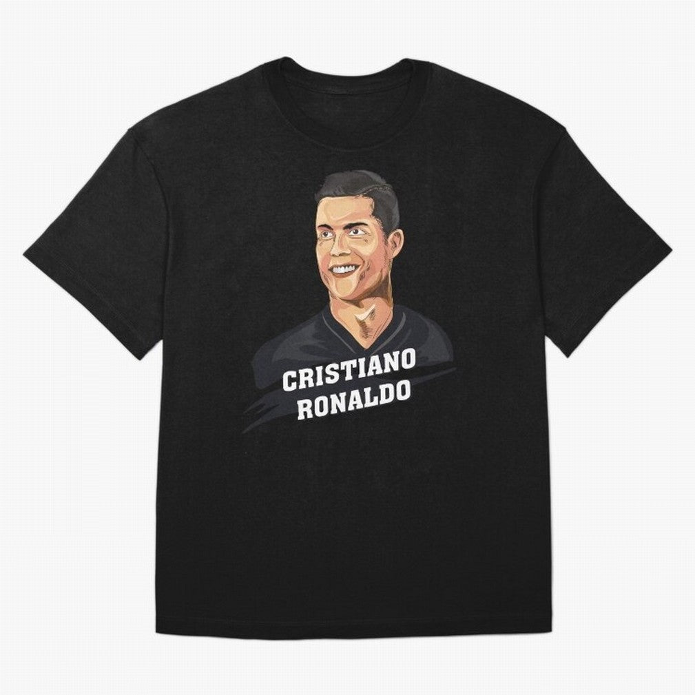 Cristiano Ronaldo Portrait Oversized T-Shirt Represent Football Lovers during Global Football Passion for FIFA World Cup 2026 Group Stage, Made for Cristiano Ronaldo, Haaland and CR7, England, Worldwide Fan Energy, Dramatic Goals, Stadium Lights