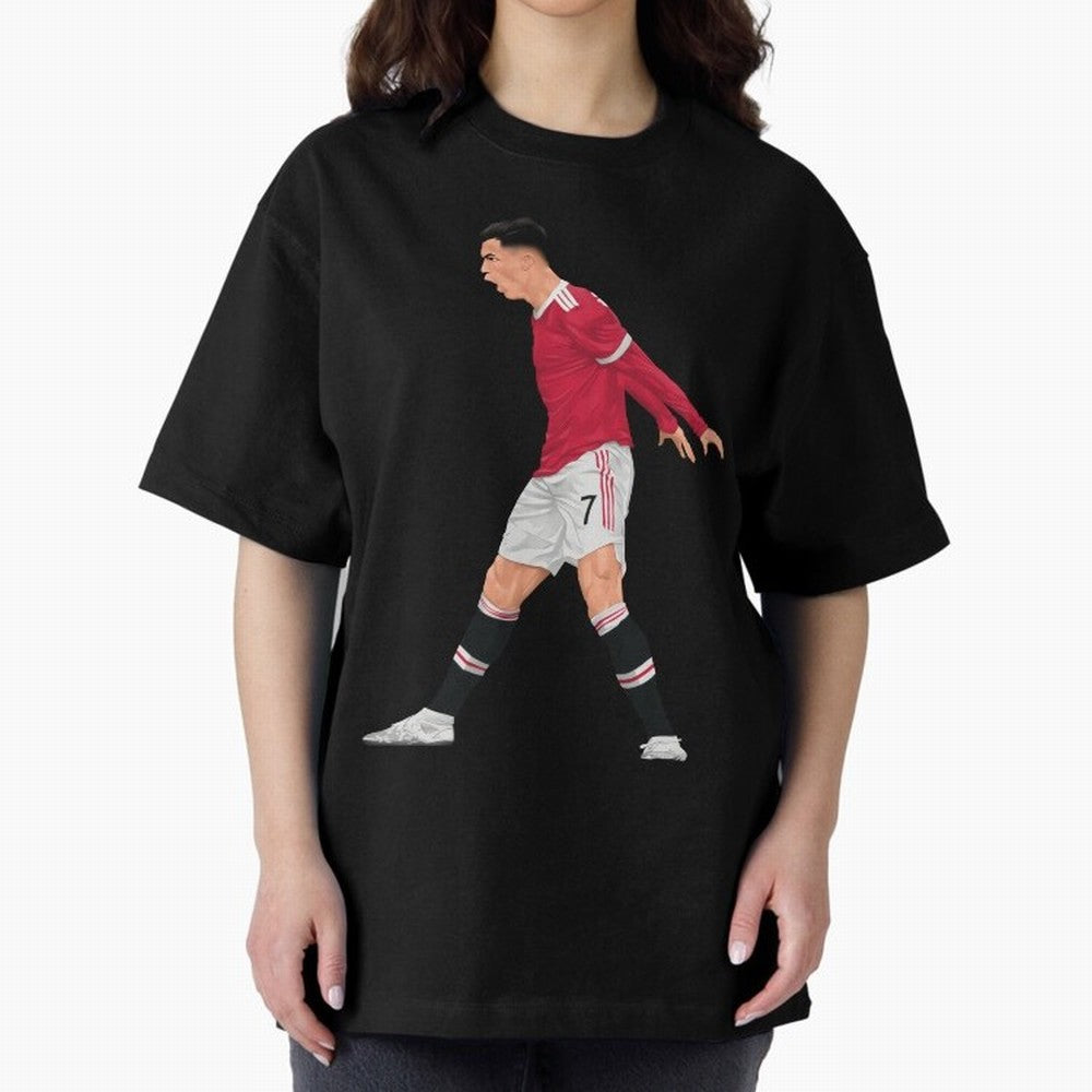 Cristiano Ronaldo Celebration Oversized T-Shirt Show Match Day Excitement for FIFA World Cup 2026 for Fans of Cristiano Ronaldo, Haaland and CR7 and Brazil, Bringing Tournament Hype, Historic Matchups, Family Viewing Parties and Global Sports