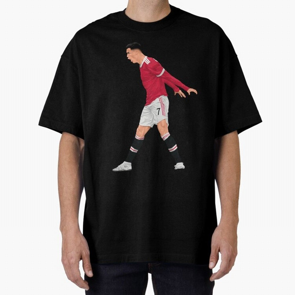 Cristiano Ronaldo Celebration Oversized T-Shirt Show Match Day Excitement for FIFA World Cup 2026 for Fans of Cristiano Ronaldo, Haaland and CR7 and Brazil, Bringing Tournament Hype, Historic Matchups, Family Viewing Parties and Global Sports