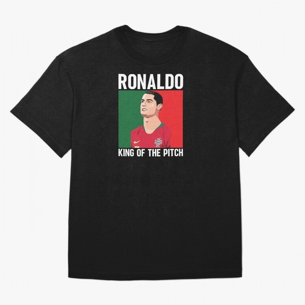 Ronaldo: King Of The Pitch Oversized T-Shirt Carry the Dream of FIFA World Cup 2026 USA Canada Mexico for Fans of Haaland and Mbappe and France, Bringing Classic Soccer Heritage, Championship Pressure, Fan Loyalty and International Pride; Made for