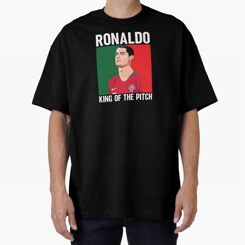 Ronaldo: King Of The Pitch Oversized T-Shirt Carry the Dream of FIFA World Cup 2026 USA Canada Mexico for Fans of Haaland and Mbappe and France, Bringing Classic Soccer Heritage, Championship Pressure, Fan Loyalty and International Pride; Made for