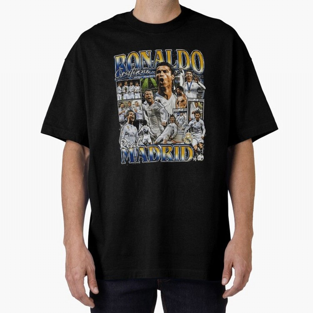 Cristiano Ronaldo Real Vintage Bootleg Oversized T-Shirt Honor the Beautiful Game during FIFA World Cup 2026 Group Stage for Fans of CR7 and Messi and France and Portugal, Bringing Champion Mindset, Group Stage Buzz, Knockout Tension and Passionate