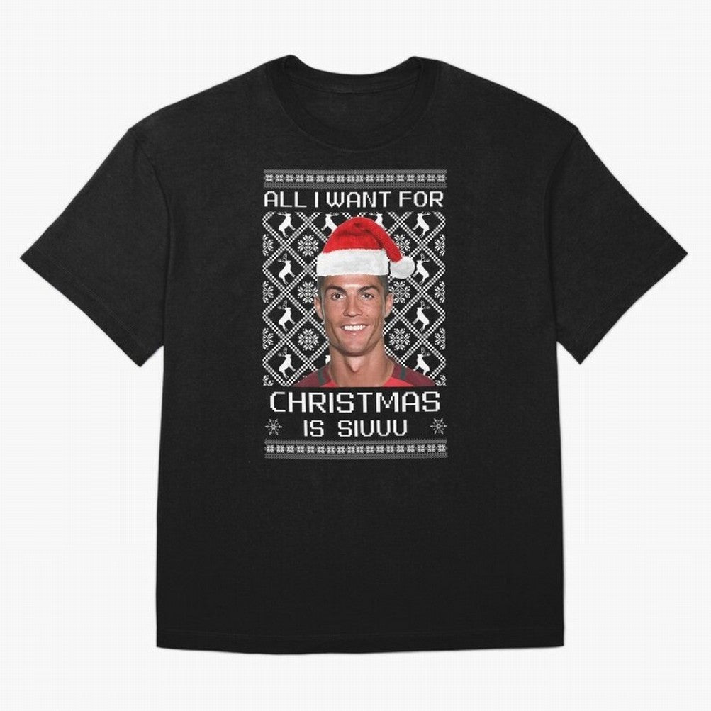 Cristiano Ronaldo Siuuu Christmas Oversized T-Shirt Turn Up for FIFA World Cup 2026 USA Canada Mexico for Fans of Neymar and Portugal, Bringing Football History, Final Match Energy, Crowd Noise and Once in a Lifetime Moments; Perfect for Fans,