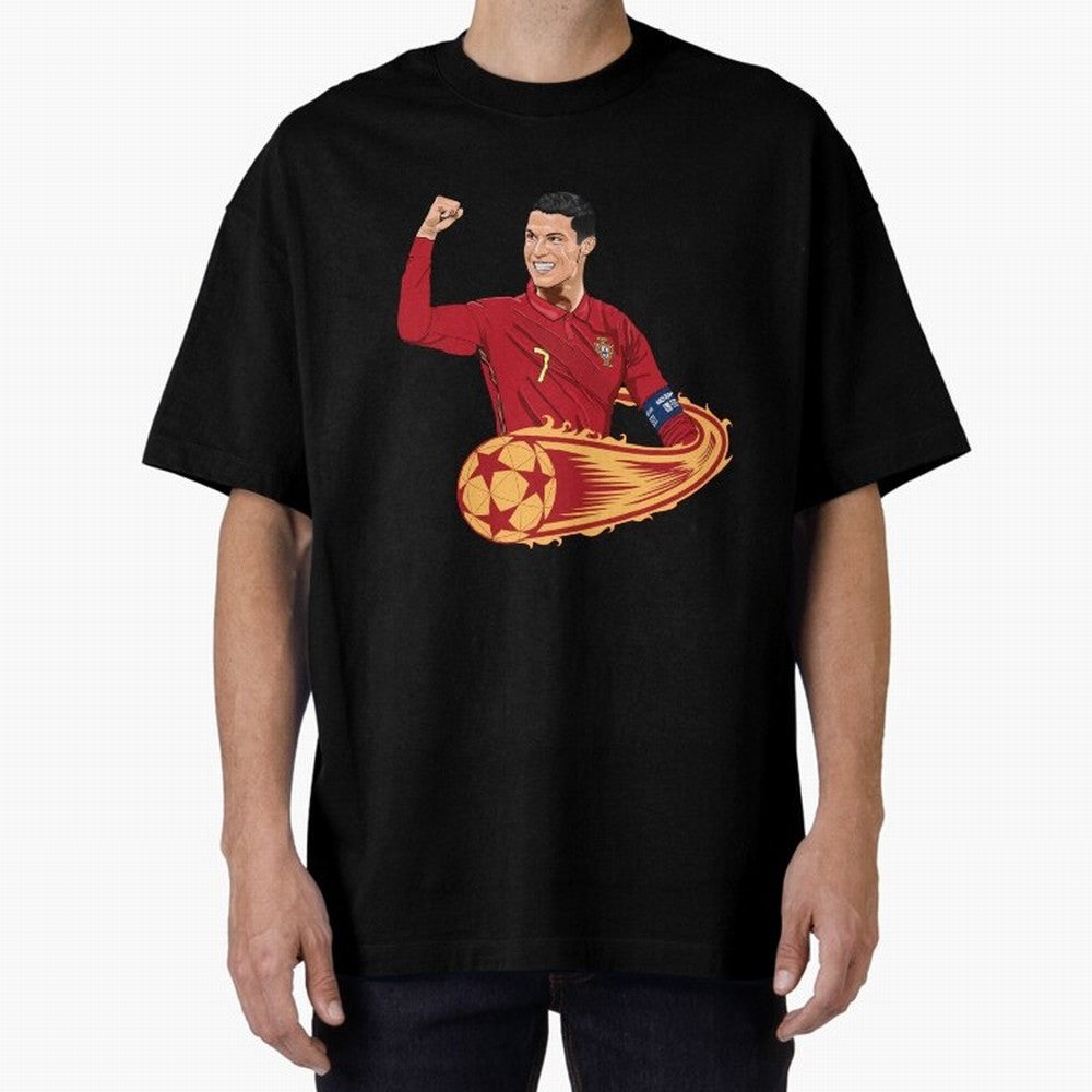 Cristiano Ronaldo drawing Oversized T-Shirt Mark Match Day Hype around FIFA World Cup 2026 Group Stage, CR7, England, Match Day Excitement, Supporter Culture, Golden Goals and Global Football Passion; Perfect for Supporters Who Want Bold Football