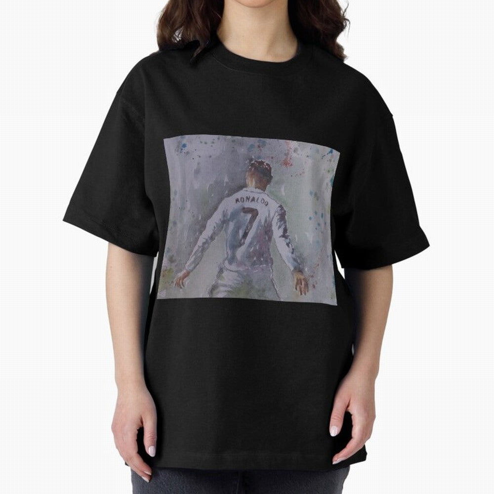 Cristiano Ronaldo - Portrait 2 Oversized T-Shirt Bring a Vintage Feel to Match Day Hype around FIFA World Cup 2026 USA Canada Mexico, Haaland and Mbappe, England and Germany, Tournament Hype, Historic Matchups, Family Viewing Parties and Global