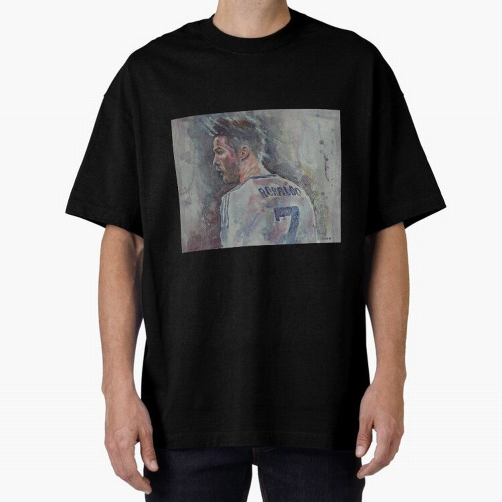 Cristiano Ronaldo - Portrait 1 Oversized T-Shirt Celebrate Football Heritage in Global Football Passion for FIFA World Cup 2026 Group Stage, Celebrating Haaland, England, France and Netherlands, Championship Spirit, Famous Goals, Roaring Crowds and