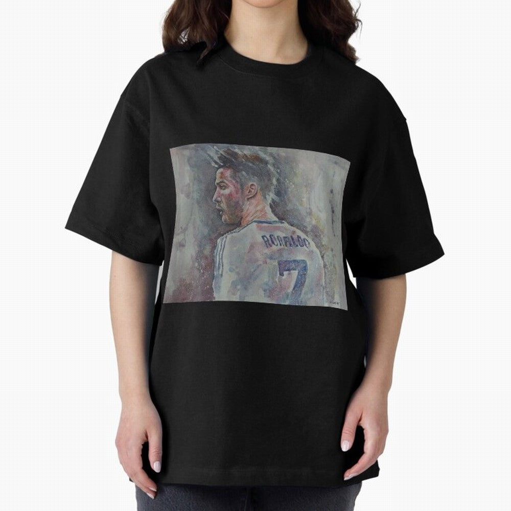 Cristiano Ronaldo - Portrait 1 Oversized T-Shirt Celebrate Football Heritage in Global Football Passion for FIFA World Cup 2026 Group Stage, Celebrating Haaland, England, France and Netherlands, Championship Spirit, Famous Goals, Roaring Crowds and