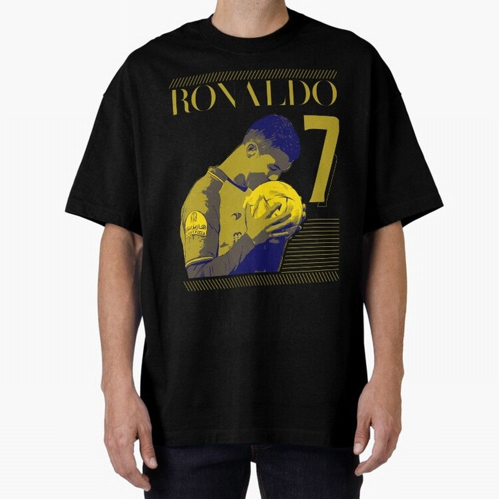 Cristiano Ronaldo Its Yellow Oversized T-Shirt Cheer for FIFA World Cup 2026 USA Canada Mexico for Fans of Mbappe and Neymar and Spain, Bringing Sports Nostalgia, International Competition, Famous Players and Unforgettable Victories; Perfect for