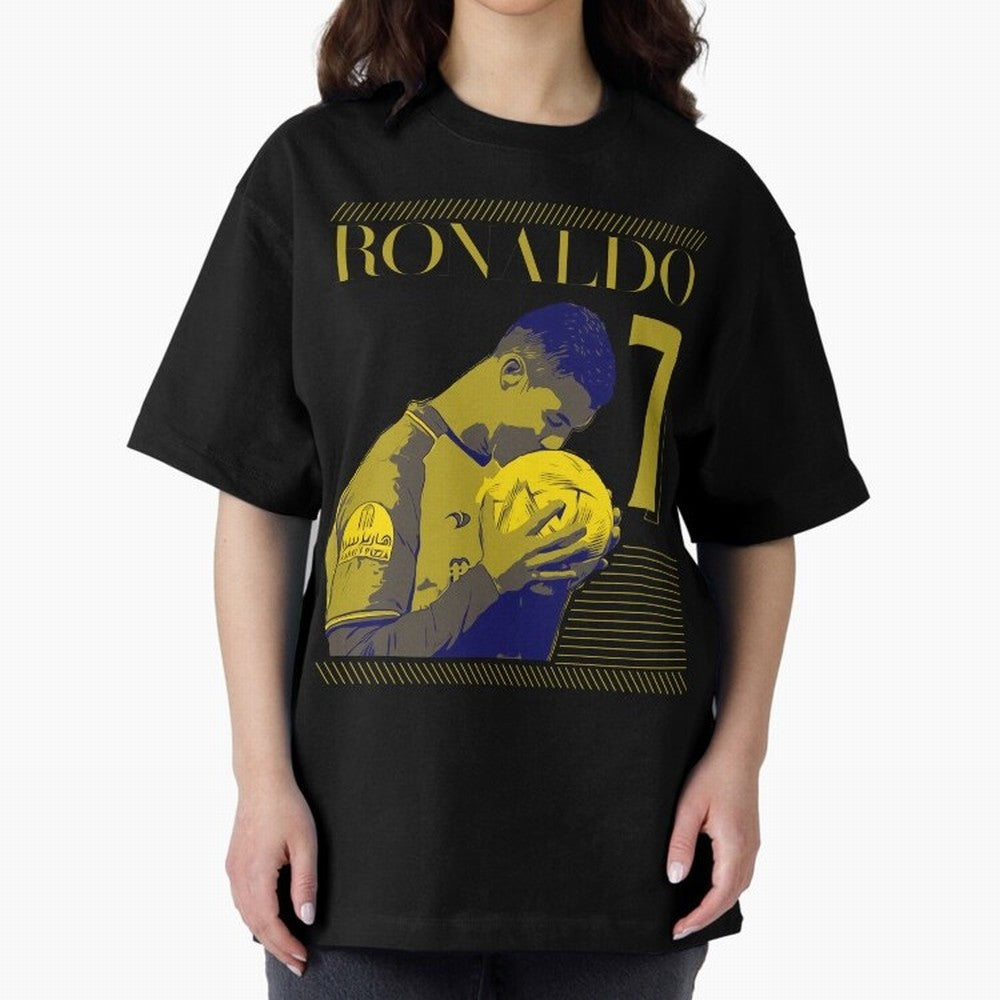 Cristiano Ronaldo Its Yellow Oversized T-Shirt Cheer for FIFA World Cup 2026 USA Canada Mexico for Fans of Mbappe and Neymar and Spain, Bringing Sports Nostalgia, International Competition, Famous Players and Unforgettable Victories; Perfect for