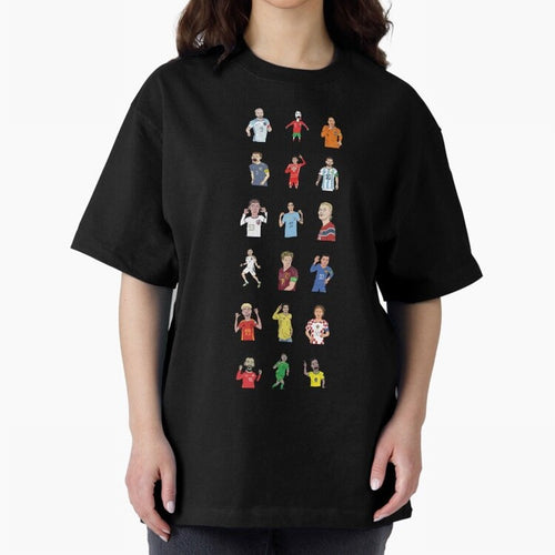 Badly Drawn Footballers Oversized T-Shirt Celebrate Soccer Greatness during FIFA World Cup 2026 for Fans of Messi and Brazil, Bringing Retro Football Energy, Iconic Rivalries, Trophy Chase Drama and Stadium Atmosphere; Ideal for Football Dads,
