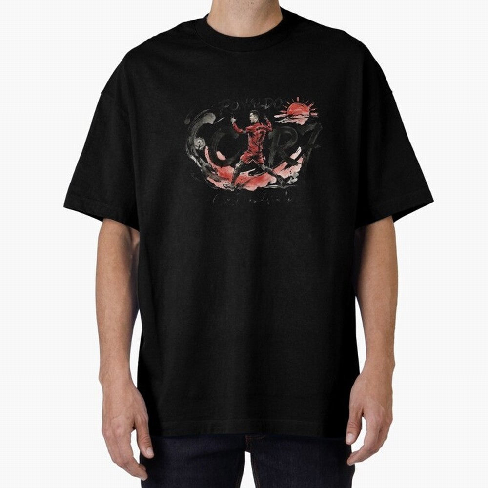Cristiano Ronaldo CR7 Legend Japanese Ink Art Style Oversized T-Shirt Build FIFA World Cup 2026 USA Canada Mexico for Fans of Messi, CR7 and Mbappe and Argentina and Brazil, Bringing Tournament Hype, Historic Matchups, Family Viewing Parties and