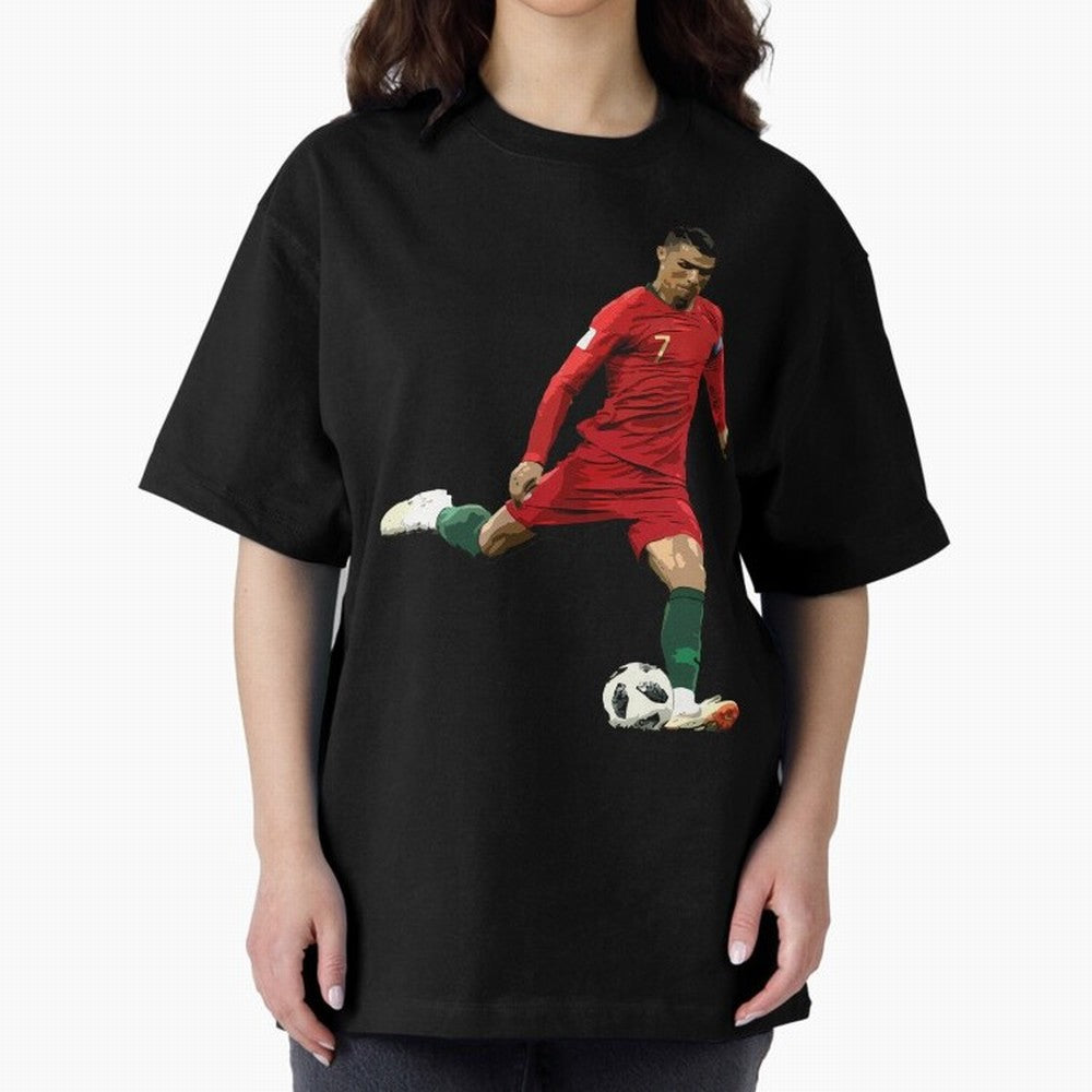 Cristiano Ronaldo Oversized T-Shirt Show Support during FIFA World Cup 2026 for Fans of Messi and Cristiano Ronaldo and Netherlands, Bringing Vintage Soccer Flavor, Modern Football Stars, National Flags and Final Night Emotion; Great for Supporters