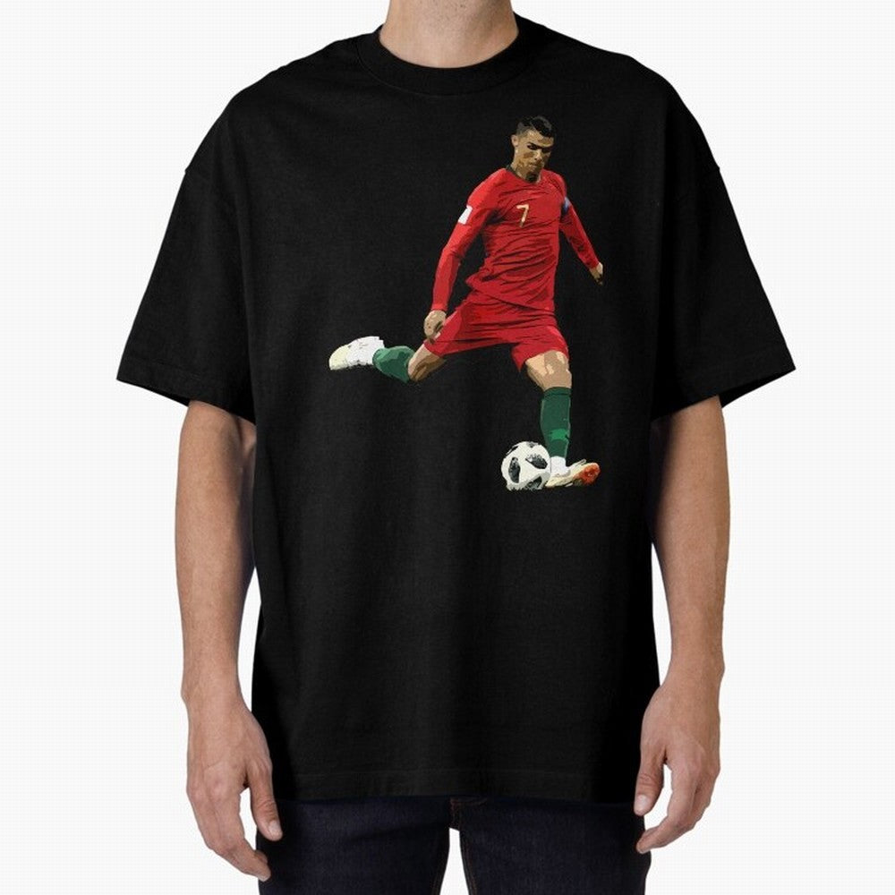 Cristiano Ronaldo Oversized T-Shirt Show Support during FIFA World Cup 2026 for Fans of Messi and Cristiano Ronaldo and Netherlands, Bringing Vintage Soccer Flavor, Modern Football Stars, National Flags and Final Night Emotion; Great for Supporters