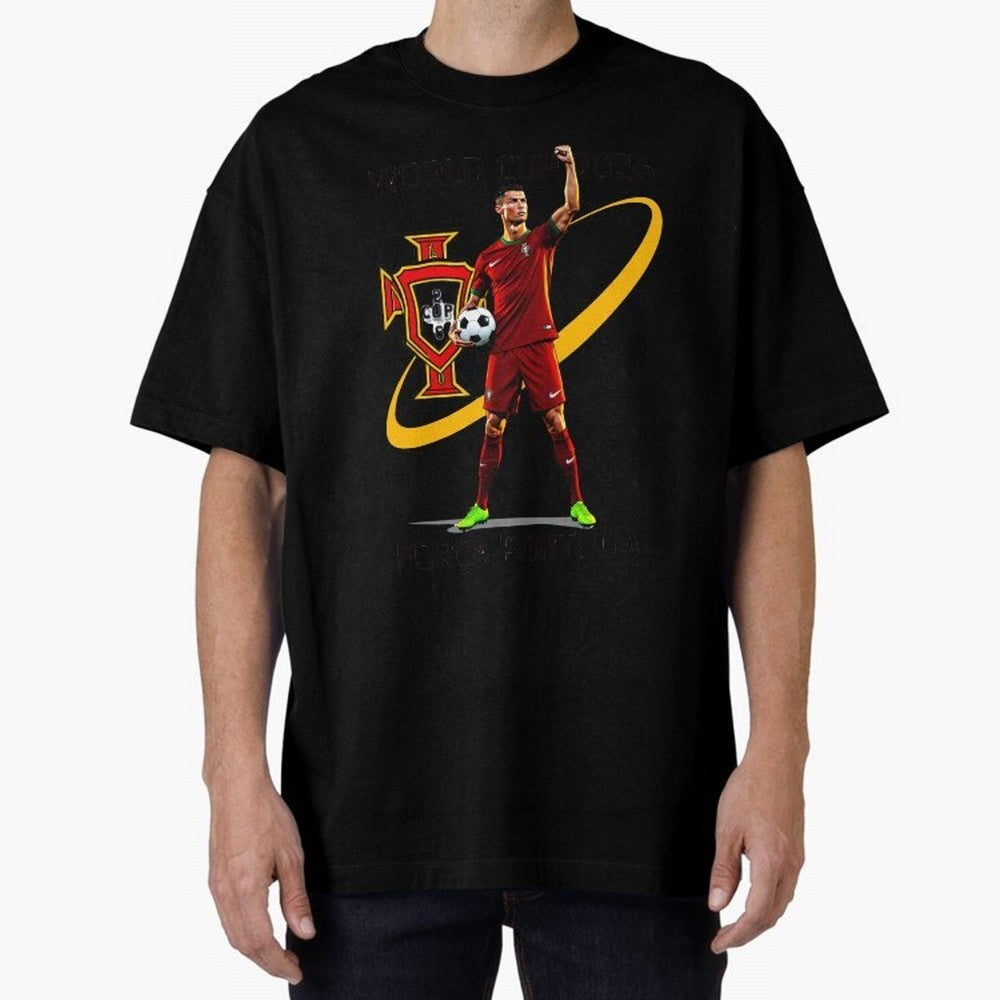 FIFA World Cup 2026 - Portugal Fan Oversized T-Shirt Show Your Love for FIFA World Cup 2026 Group Stage for Fans of Messi, CR7 and Mbappe and England, France and Netherlands, Bringing Classic Soccer Heritage, Championship Pressure, Fan Loyalty and