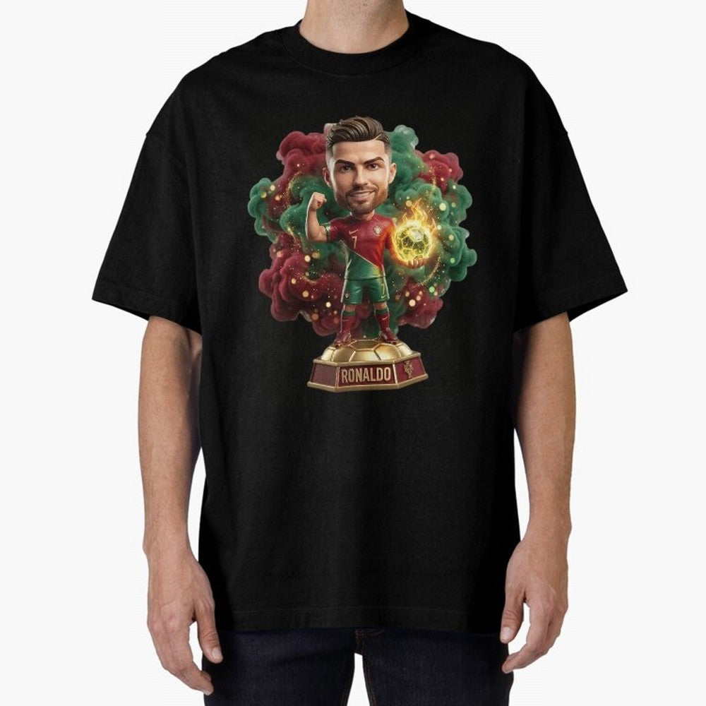 Ronaldo Portugal 2026 - Legend Soccer Chibi 3D Oversized T-Shirt Relive FIFA World Cup 2026 USA Canada Mexico Featuring Mbappe, France and Portugal Energy, Football Festival Excitement, Trophy Ambitions, Country Rivalries and Star Player Buzz;
