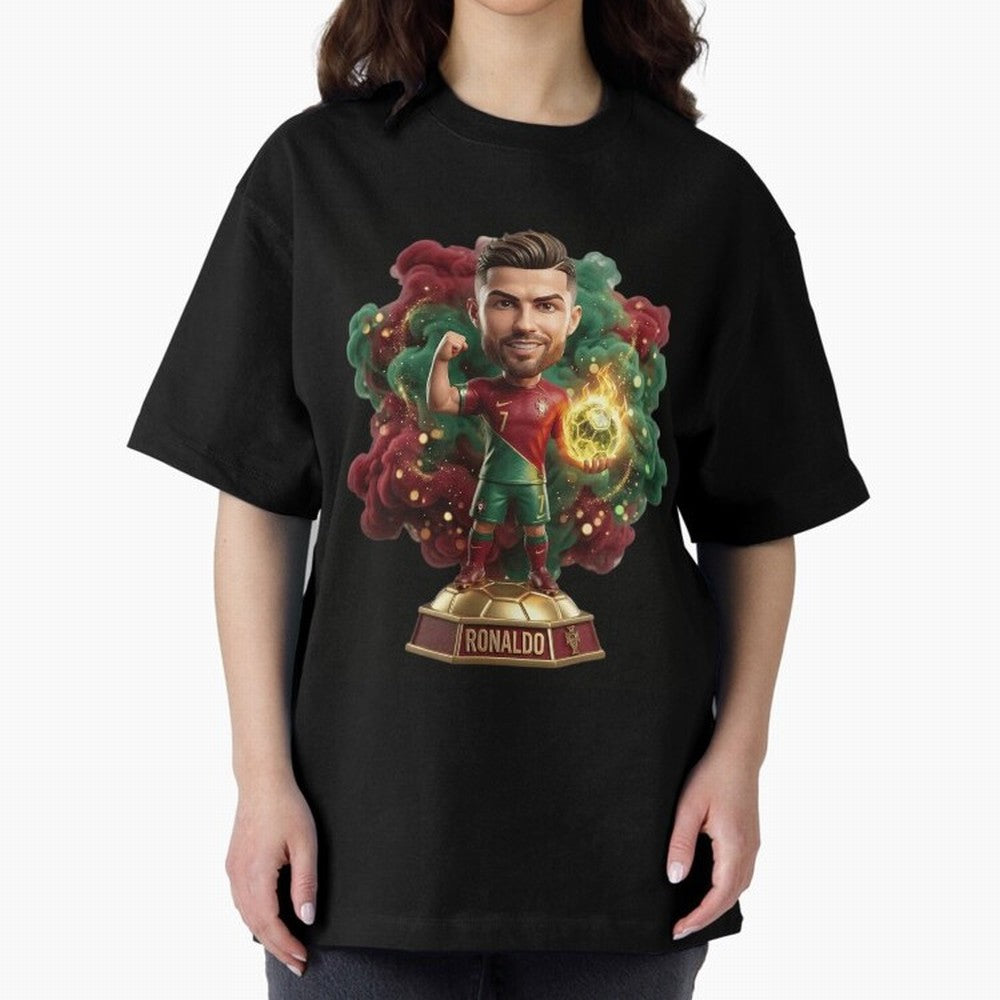 Ronaldo Portugal 2026 - Legend Soccer Chibi 3D Oversized T-Shirt Relive FIFA World Cup 2026 USA Canada Mexico Featuring Mbappe, France and Portugal Energy, Football Festival Excitement, Trophy Ambitions, Country Rivalries and Star Player Buzz;