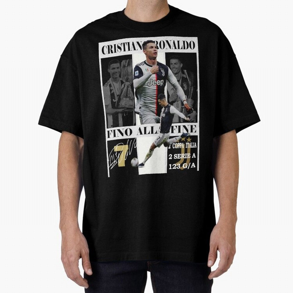 Cristiano Ronaldo Juventus Poster - Iconic CR7 Turin Fan Art Print Oversized T-Shirt Celebrate Golden Goal Energy in FIFA World Cup 2026 Group Stage Centered on Messi, CR7 and Mbappe, France and Portugal Energy, Retro Football Energy, Iconic
