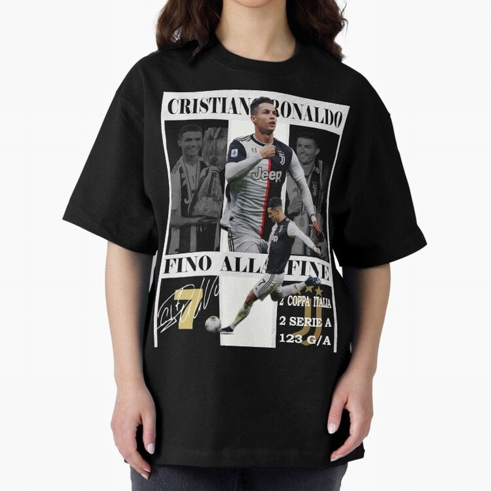 Cristiano Ronaldo Juventus Poster - Iconic CR7 Turin Fan Art Print Oversized T-Shirt Celebrate Golden Goal Energy in FIFA World Cup 2026 Group Stage Centered on Messi, CR7 and Mbappe, France and Portugal Energy, Retro Football Energy, Iconic