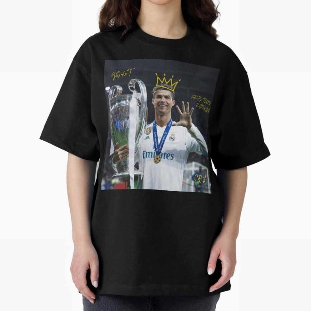 Cristiano Ronaldo- GOAT Oversized T-Shirt Bring Match Day Fire to FIFA World Cup 2026 USA Canada Mexico Highlighting CR7, Argentina Energy, Sports Nostalgia, International Competition, Famous Players and Unforgettable Victories; Great for