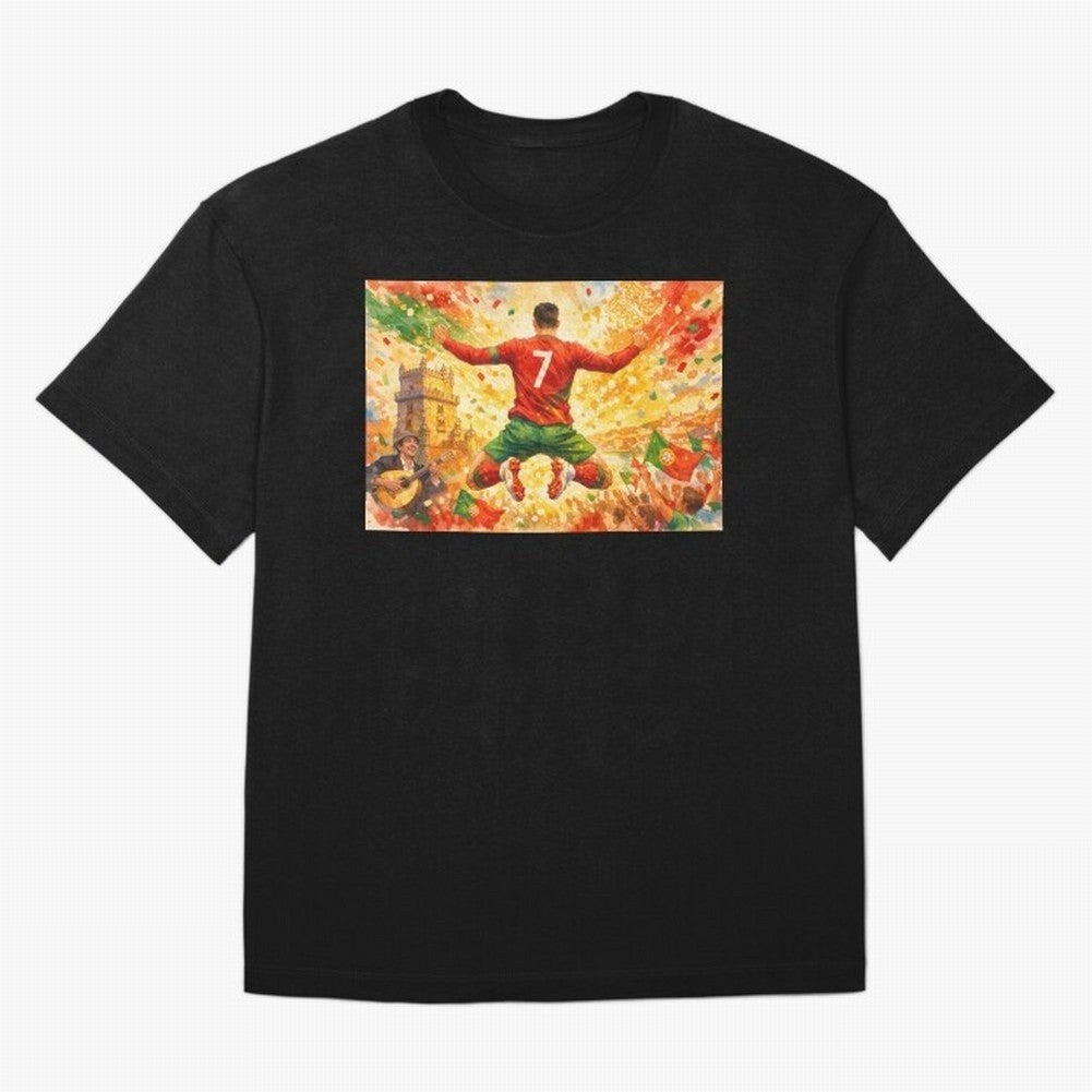 Soccer Player in Mid-Air Celebration Legend CR7 Oversized T-Shirt Carry National Pride through the FIFA World Cup 2026 Journey through Messi and Cristiano Ronaldo Highlights, Argentina Pride, Vintage Soccer Flavor, Modern Football Stars, National