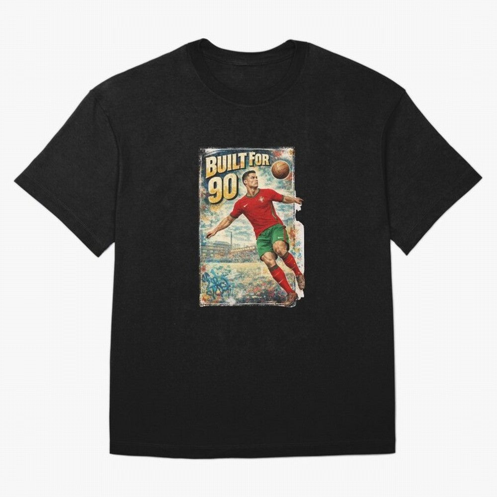 Built For 90 ¨C Vintage Football Streetwear Poster Oversized T-Shirt Bring Bold Fan Energy to the FIFA World Cup 2026 USA Canada Mexico Journey through Cristiano Ronaldo, Haaland and CR7 Highlights, Spain and Netherlands Pride, Soccer Culture,