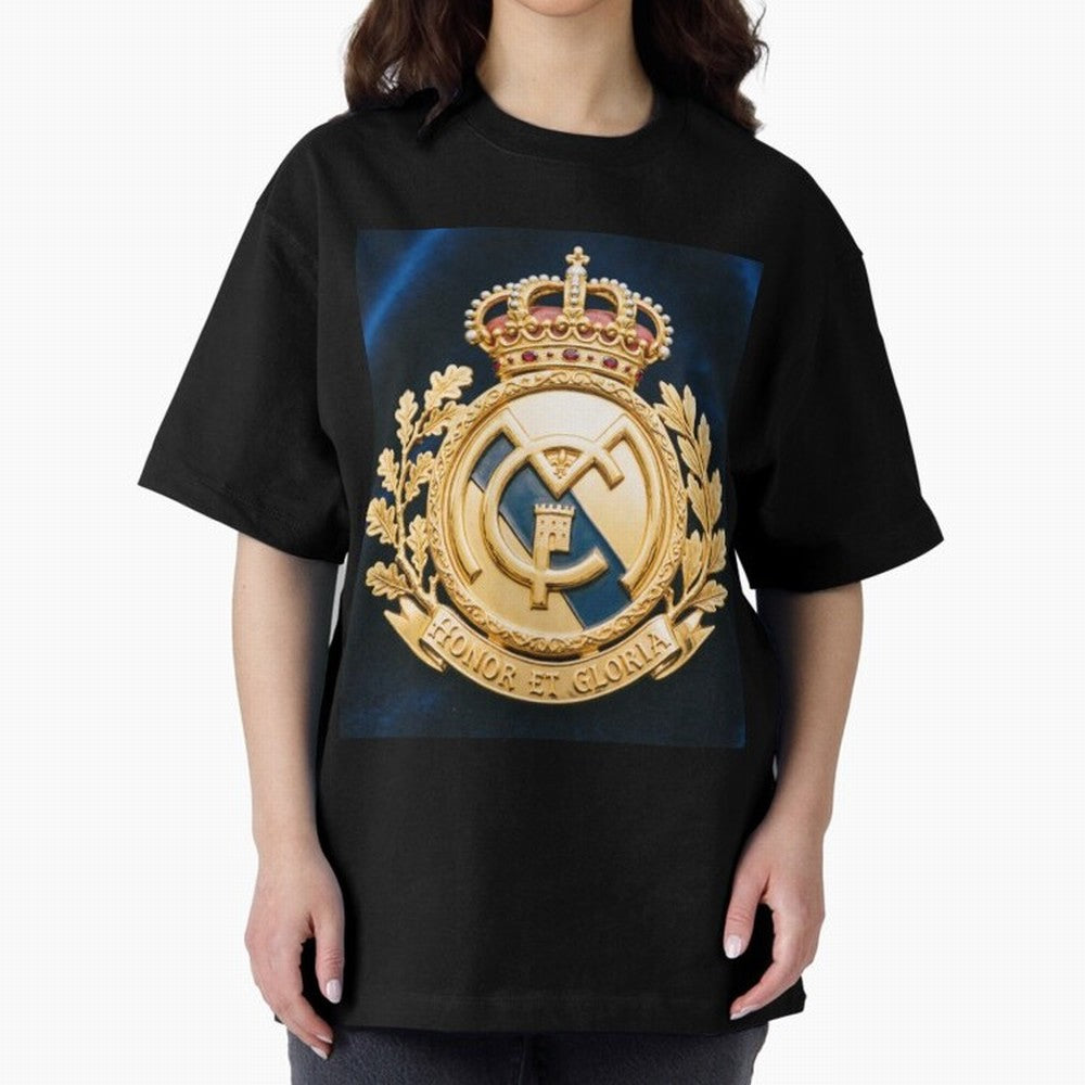 Madrid Honor y Gloria Oversized T-Shirt Show Up for the Glory of FIFA World Cup 2026 USA Canada Mexico Driven by Cristiano Ronaldo, Haaland and CR7, Spain Energy, Global Supporter Spirit, Legendary Goals, National Colors and Tournament Celebration;
