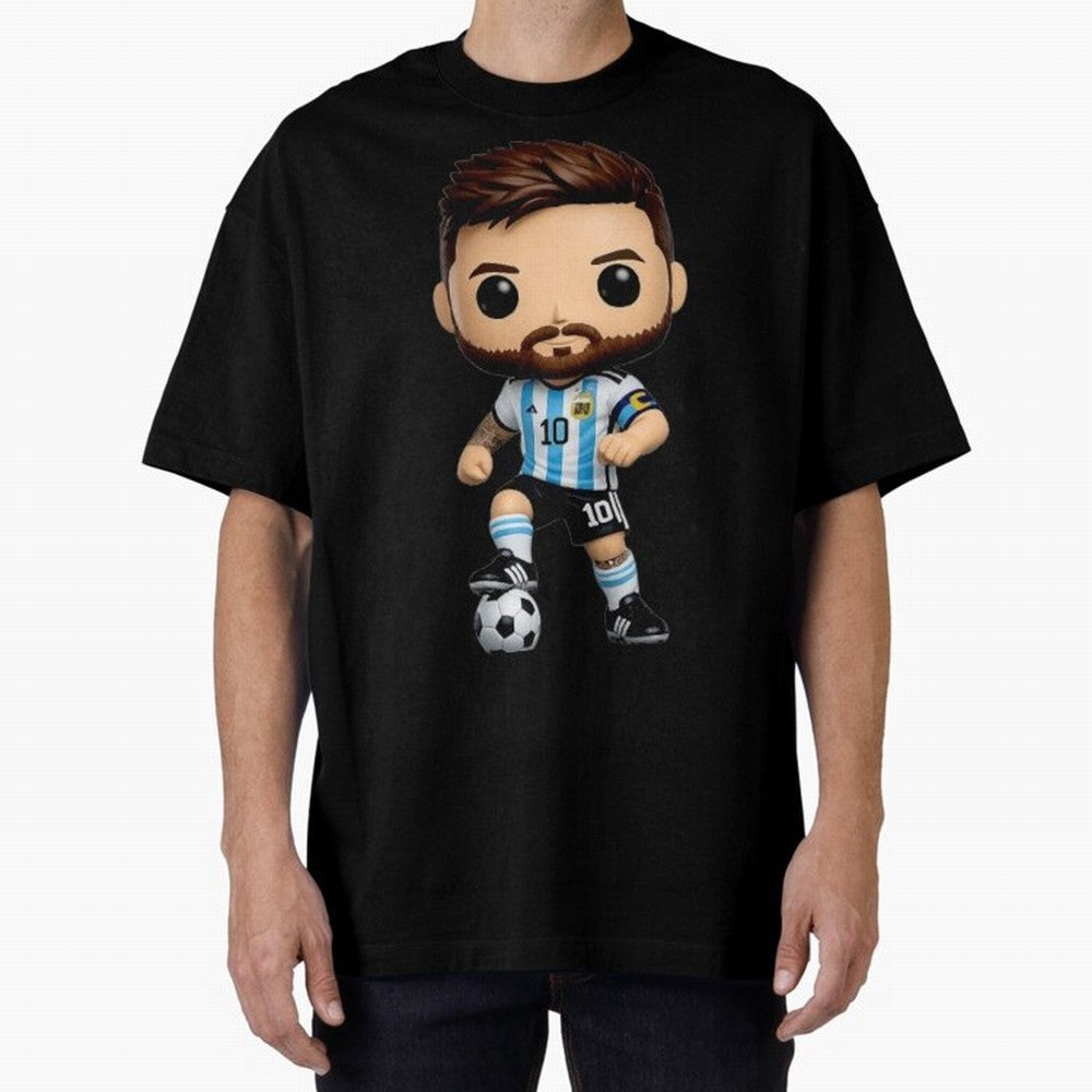 Lionel Messi Figurine Oversized T-Shirt Celebrate Rivalries and Pride in FIFA World Cup 2026 Spirit, Connected to England and Germany, Messi, Global Supporter Spirit, Legendary Goals, National Colors and Tournament Celebration; Made for Collectors