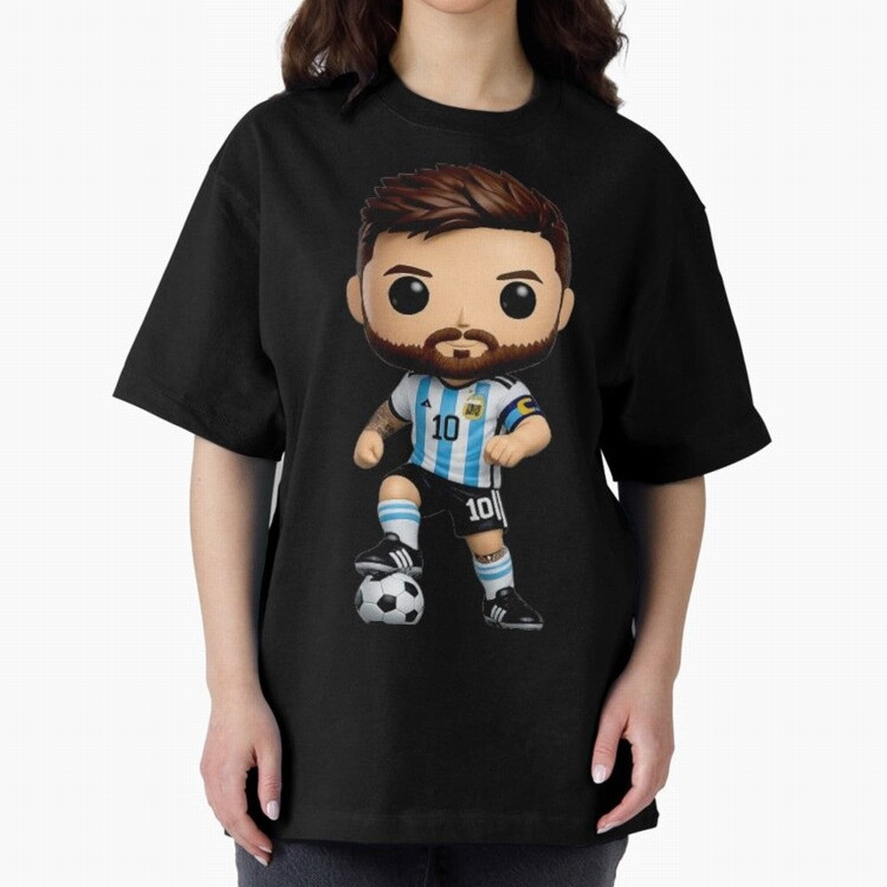 Lionel Messi Figurine Oversized T-Shirt Celebrate Rivalries and Pride in FIFA World Cup 2026 Spirit, Connected to England and Germany, Messi, Global Supporter Spirit, Legendary Goals, National Colors and Tournament Celebration; Made for Collectors