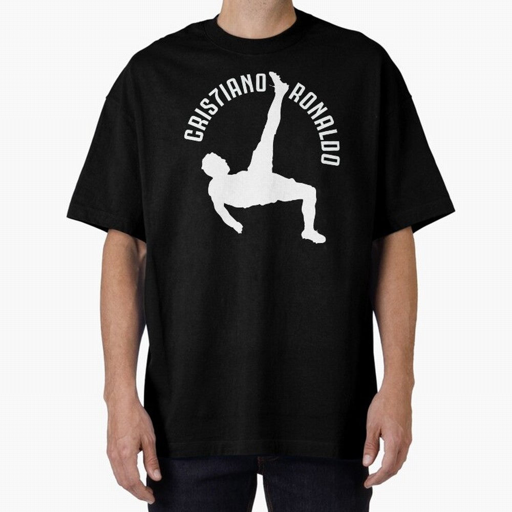 Cristiano Ronaldo - Bicycle Oversized T-Shirt Carry the Dream of FIFA World Cup 2026 USA Canada Mexico for Fans of Haaland and Germany, Bringing Vintage Soccer Flavor, Modern Football Stars, National Flags and Final Night Emotion; Perfect for