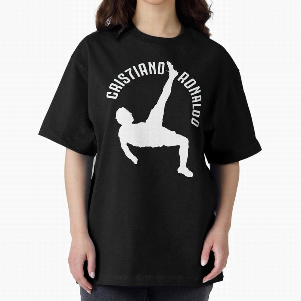 Cristiano Ronaldo - Bicycle Oversized T-Shirt Carry the Dream of FIFA World Cup 2026 USA Canada Mexico for Fans of Haaland and Germany, Bringing Vintage Soccer Flavor, Modern Football Stars, National Flags and Final Night Emotion; Perfect for