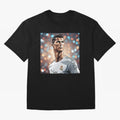 Ronaldo Cr7 Cristiano The Goat Artwork Futbol Soccer Oversized T-Shirt Celebrate Fan Favorites in Global Football Passion for FIFA World Cup 2026 Group Stage, Filled with Messi, CR7 and Mbappe, Spain, Goal Celebration Energy, Supporter Heritage,
