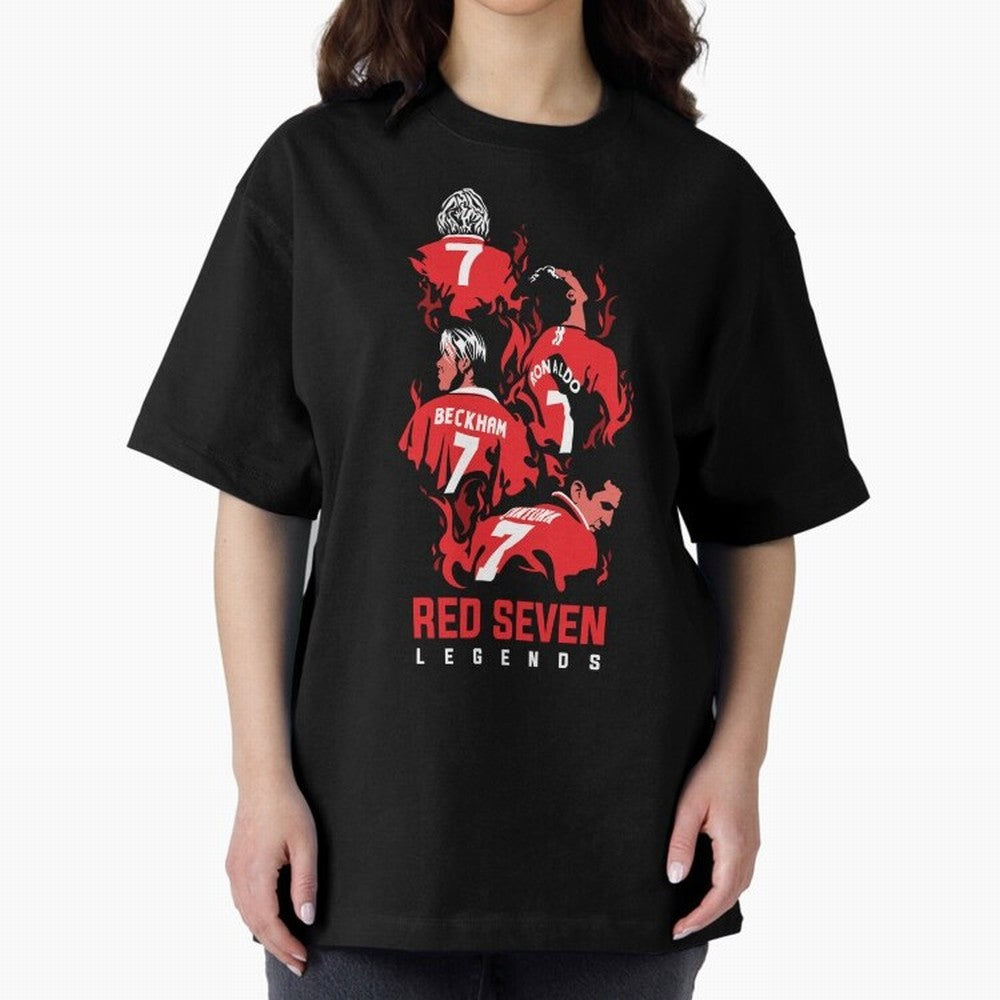 The Red Seven - Man Utd Oversized T-Shirt Carry the Colors and Pride of Match Day Hype around FIFA World Cup 2026, Messi, CR7 and Mbappe, France, Stadium Memories, Football Loyalty, International Chants and Championship Tradition; Great for