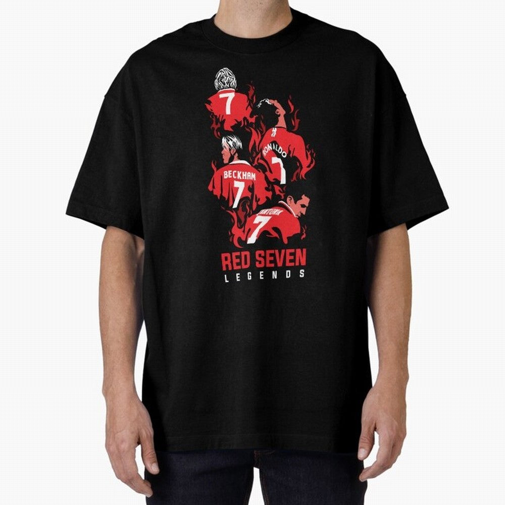 The Red Seven - Man Utd Oversized T-Shirt Carry the Colors and Pride of Match Day Hype around FIFA World Cup 2026, Messi, CR7 and Mbappe, France, Stadium Memories, Football Loyalty, International Chants and Championship Tradition; Great for
