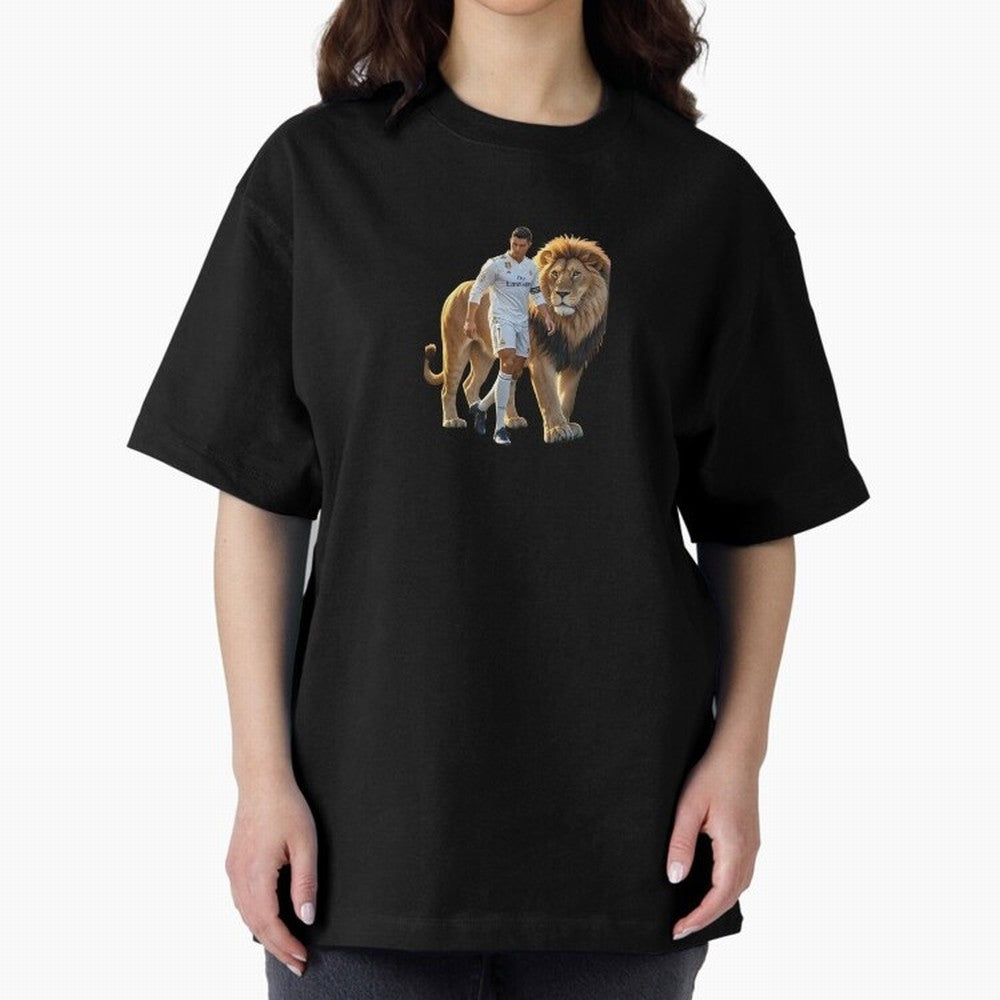 Christiano Ronaldo lion Oversized T-Shirt Feel the Roar of the FIFA World Cup 2026 Journey through Messi, Neymar and Mbappe Highlights, France Pride, Soccer Culture, Superstar Moments, National Team Dreams and Competitive Fire; Great for Supporters