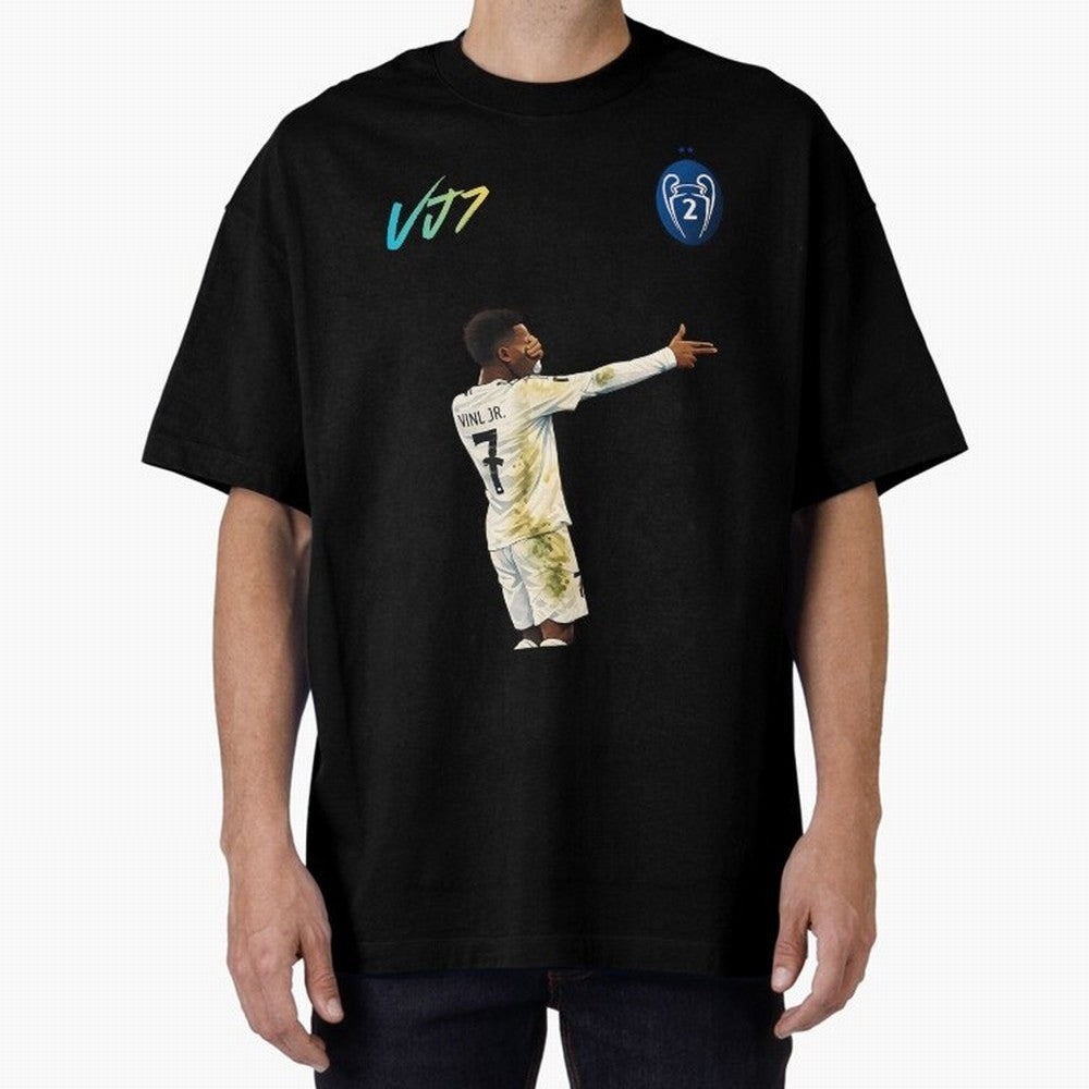 Vini Jr Oversized T-Shirt Feel International Energy from Global Football Passion for FIFA World Cup 2026, Connected to CR7, Argentina, France and Brazil, Classic Soccer Heritage, Championship Pressure, Fan Loyalty and International Pride; Created