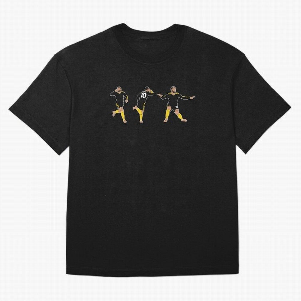 Matheus Cunha Goal Celebration Dance Trio Minimalist Oversized T-Shirt Turn Up for Global Football Passion for FIFA World Cup 2026, Highlighting Messi and Cristiano Ronaldo, Brazil, Portugal and Argentina, Football History, Final Match Energy,