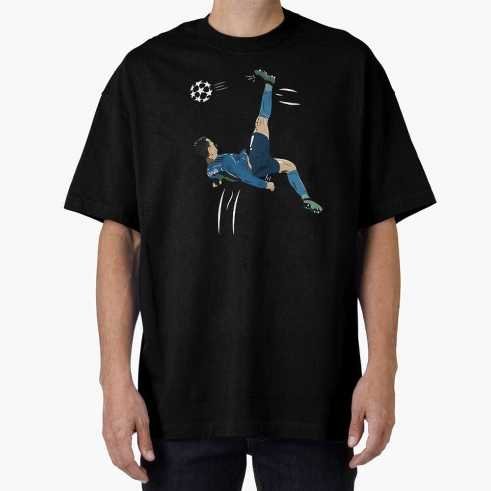 Cristiano Ronaldo Bicycle Kick Oversized T-Shirt Remember Iconic Moments from FIFA World Cup 2026 USA Canada Mexico for Fans of Haaland and Mbappe and Argentina, France and Brazil, Bringing Tournament Hype, Historic Matchups, Family Viewing Parties