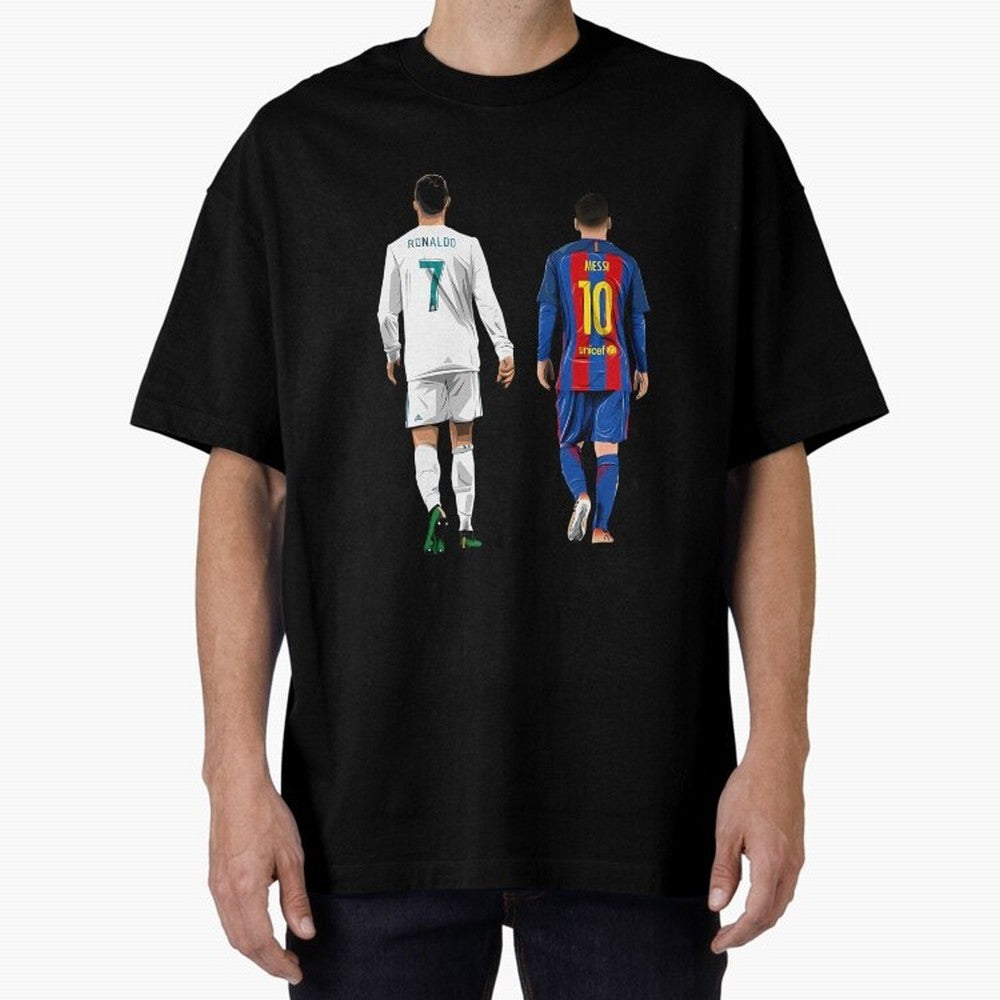 Cristiano Ronaldo And Messi Oversized T-Shirt Back the Journey through FIFA World Cup 2026 for Fans of Messi, Neymar and Mbappe and Germany, Bringing Tournament Hype, Historic Matchups, Family Viewing Parties and Global Sports Pride; Perfect for
