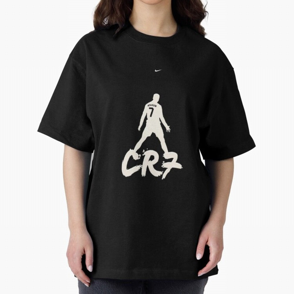 Cristiano Ronaldo CR7 Minimalist Silhouette Football Art Oversized T-Shirt Back Your Heroes with Global Football Passion for FIFA World Cup 2026 USA Canada Mexico, Driven by Messi, CR7 and Mbappe, Netherlands, Champion Mindset, Group Stage Buzz,