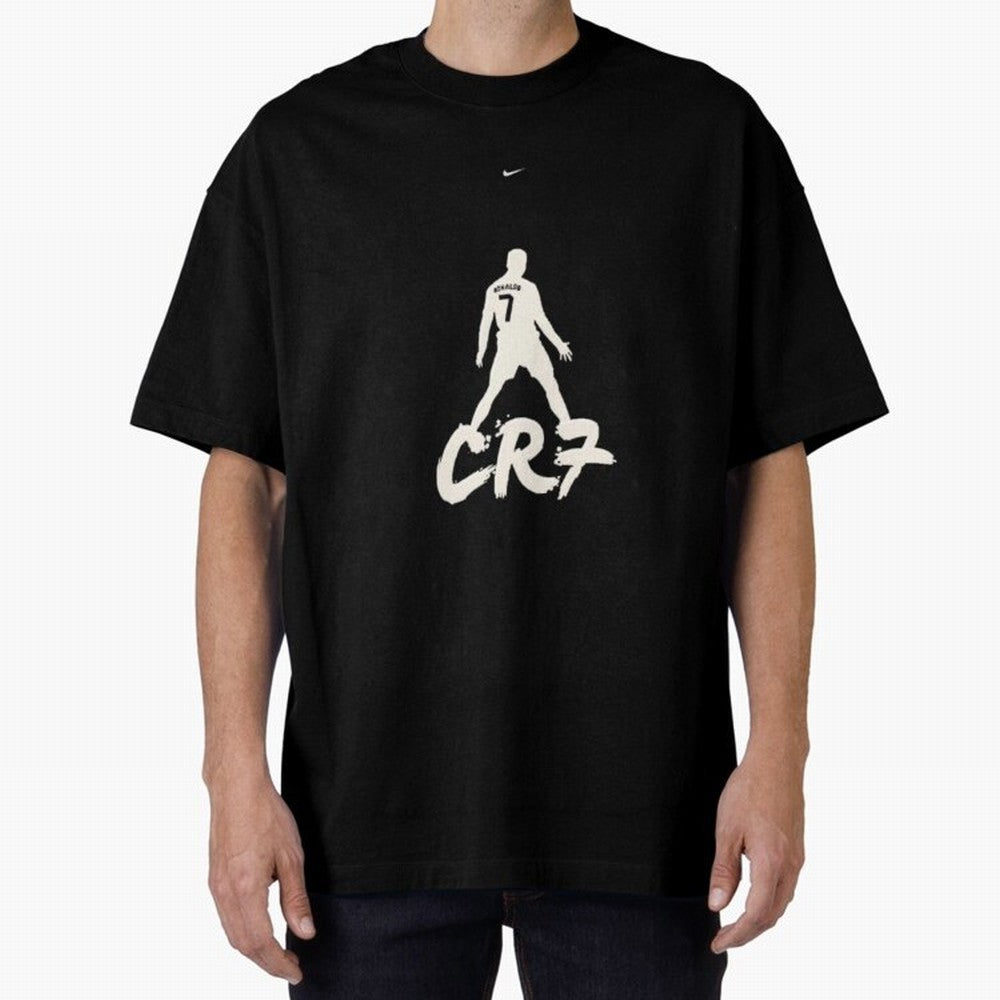 Cristiano Ronaldo CR7 Minimalist Silhouette Football Art Oversized T-Shirt Back Your Heroes with Global Football Passion for FIFA World Cup 2026 USA Canada Mexico, Driven by Messi, CR7 and Mbappe, Netherlands, Champion Mindset, Group Stage Buzz,