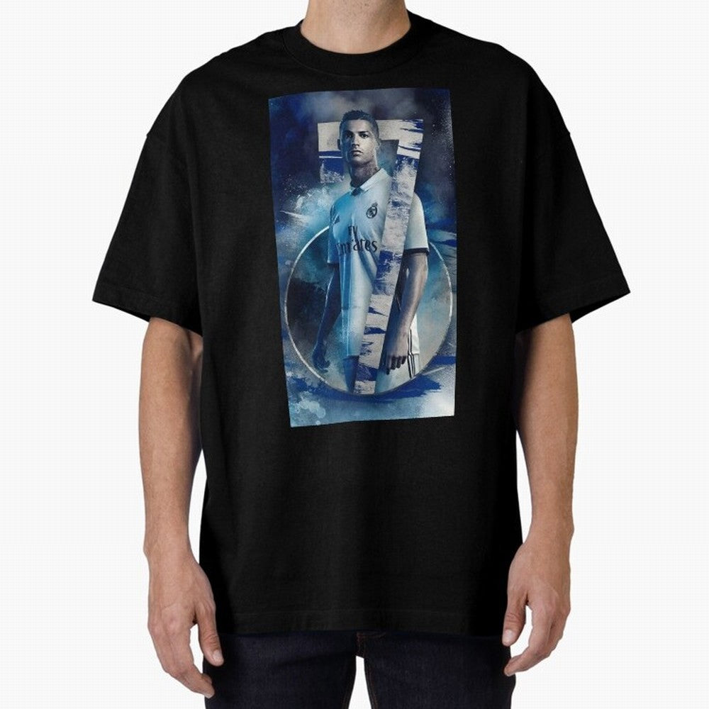 Cr7 art design wallpaper Oversized T-Shirt Feel the Roar of FIFA World Cup 2026 USA Canada Mexico for Fans of Haaland and England, Bringing Worldwide Fan Energy, Dramatic Goals, Stadium Lights and Championship Celebrations; Great for Watch Parties,