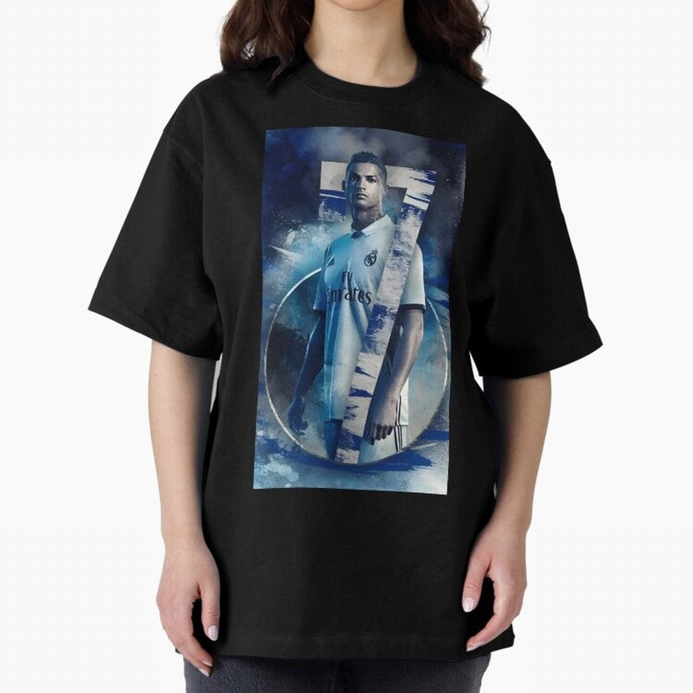 Cr7 art design wallpaper Oversized T-Shirt Feel the Roar of FIFA World Cup 2026 USA Canada Mexico for Fans of Haaland and England, Bringing Worldwide Fan Energy, Dramatic Goals, Stadium Lights and Championship Celebrations; Great for Watch Parties,
