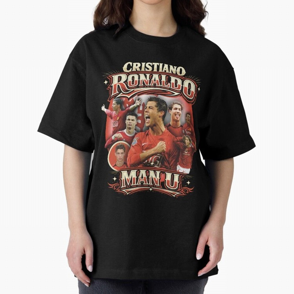 Cristiano Ronaldo Manchester United Oversized T-Shirt Stand Proud for FIFA World Cup 2026 USA Canada Mexico for Fans of Neymar, Haaland and Cristiano Ronaldo and Germany, Bringing Game Day Rituals, Football Legends, Country Pride and the Road to