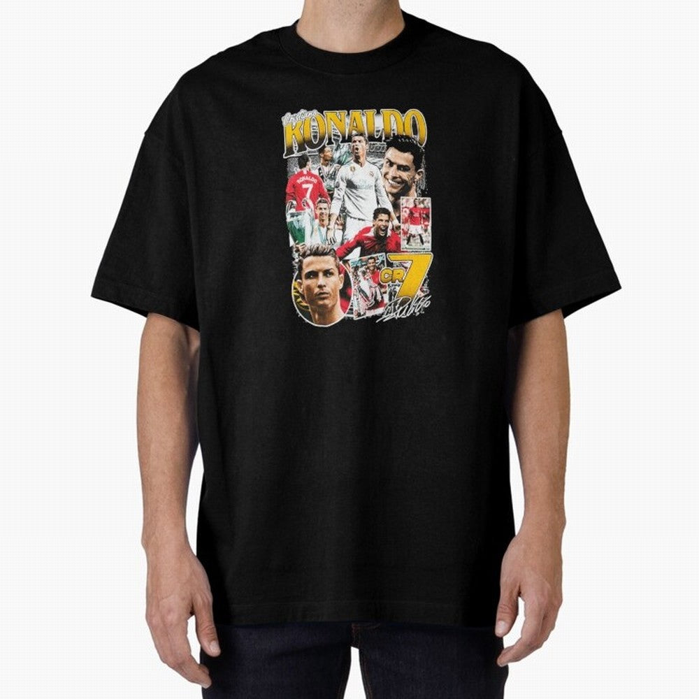 Cristiano Ronaldo Cr7 Collage Oversized T-Shirt Remember Match Day Hype around FIFA World Cup 2026 Group Stage, CR7 and Messi, Argentina and Brazil, Tournament Hype, Historic Matchups, Family Viewing Parties and Global Sports Pride; Ideal for