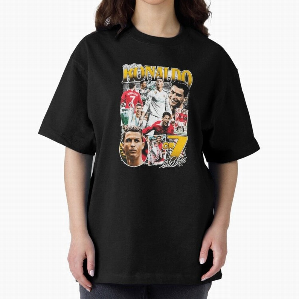 Cristiano Ronaldo Cr7 Collage Oversized T-Shirt Remember Match Day Hype around FIFA World Cup 2026 Group Stage, CR7 and Messi, Argentina and Brazil, Tournament Hype, Historic Matchups, Family Viewing Parties and Global Sports Pride; Ideal for