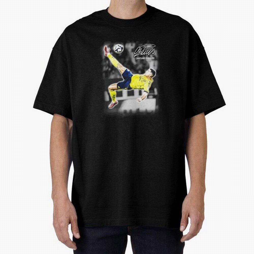Cristiano Ronaldo Bicycle Kick Oversized T-Shirt Bring World Football Passion into FIFA World Cup 2026 Group Stage Filled with Haaland and Mbappe, Argentina and Brazil Energy, Worldwide Fan Energy, Dramatic Goals, Stadium Lights and Championship