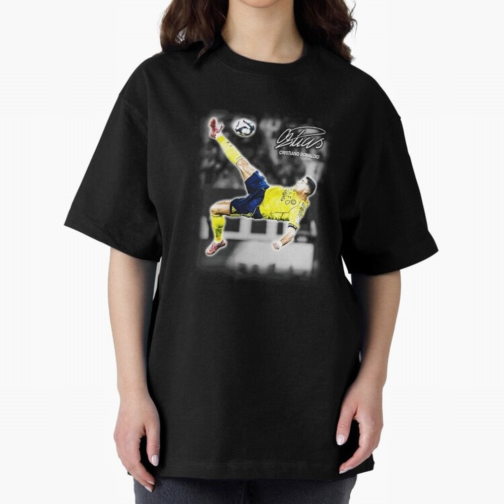 Cristiano Ronaldo Bicycle Kick Oversized T-Shirt Bring World Football Passion into FIFA World Cup 2026 Group Stage Filled with Haaland and Mbappe, Argentina and Brazil Energy, Worldwide Fan Energy, Dramatic Goals, Stadium Lights and Championship
