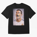 Cristiano Ronaldo ¡ª A Fan Portrait in Motion Oversized T-Shirt Represent FIFA World Cup 2026 USA Canada Mexico for Fans of Mbappe and Neymar and England, France and Netherlands, Bringing Retro Football Energy, Iconic Rivalries, Trophy Chase Drama