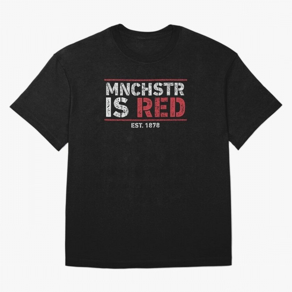 Manchester Is Red Oversized T-Shirt Celebrate Global Football Passion for FIFA World Cup 2026, Celebrating Messi, CR7 and Mbappe, France and Portugal, Football History, Final Match Energy, Crowd Noise and Once in a Lifetime Moments; Ideal for