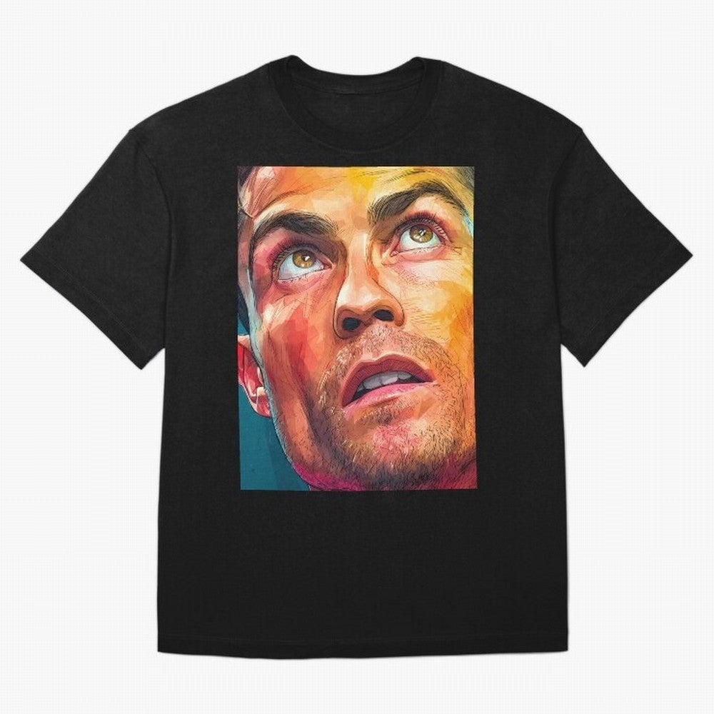 Cristiano Ronaldo Football Soccer Player Intense Color Portrait Oversized T-Shirt Represent Match Day Hype around FIFA World Cup 2026, Neymar, Netherlands, Champion Mindset, Group Stage Buzz, Knockout Tension and Passionate Fan Culture; Perfect for